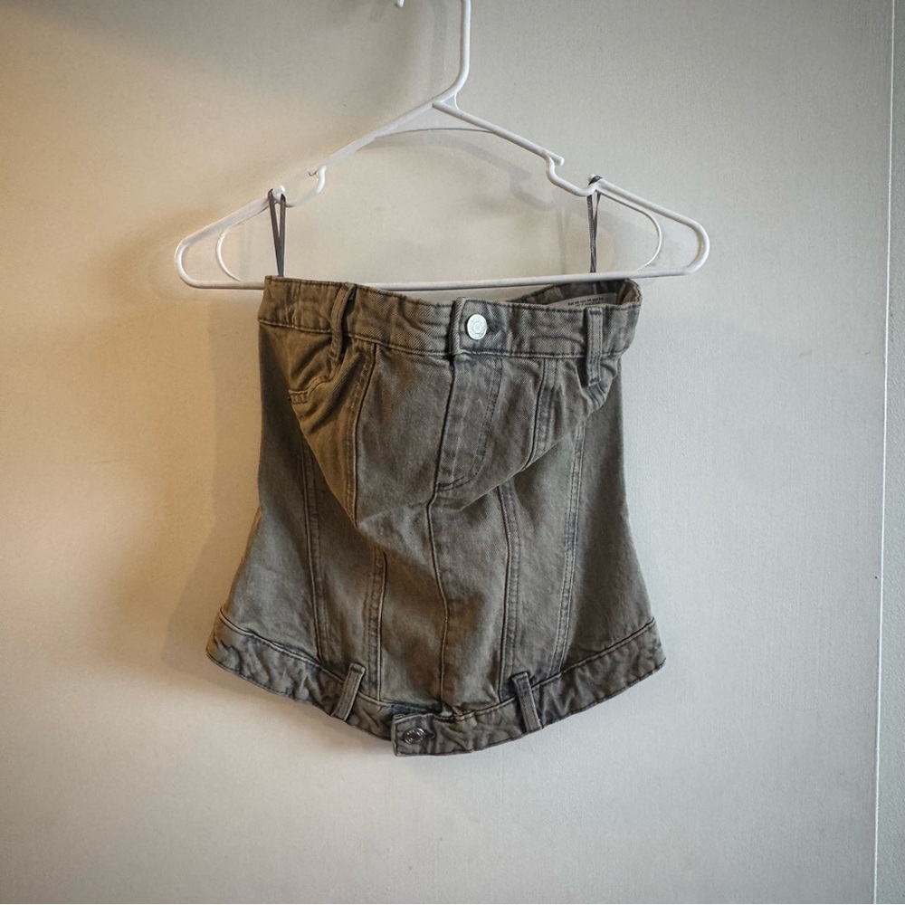 Zara Sleeveless Gray Denim Top
